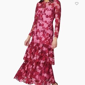 Shoshanna pink lace midi dress